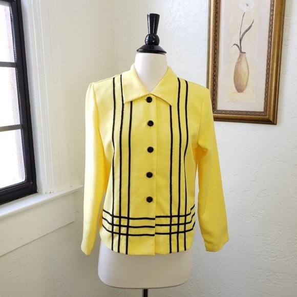 🎈Vintage Sag Harbor ~ Yellow Striped Jacket~Sz 6P - Picture 1 of 3